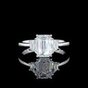 1.98 Cts 14k White Gold Emerald Shape 3 Stones Ring - Video