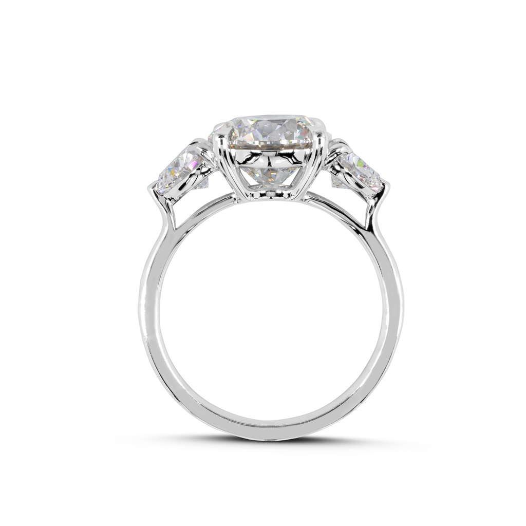 4.12 Cts 14k White Gold Round Shape 3 Stones Ring - Image 3