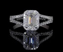 9.01 Cts 14k White Gold Emerald Shape Split Shank Ring - Video