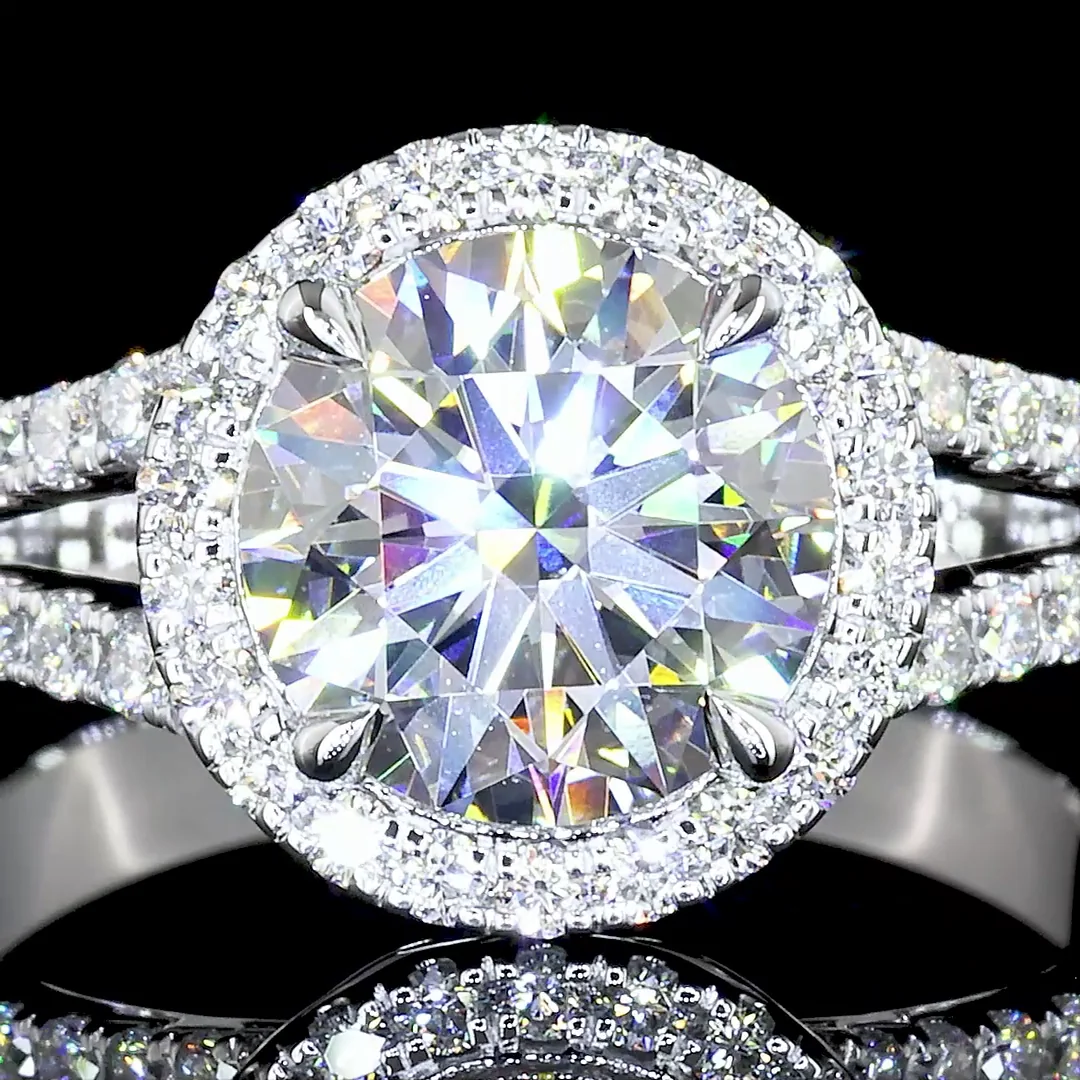 8.07 Cts 14k White Gold Round Shape Split Shank Ring - Image 3