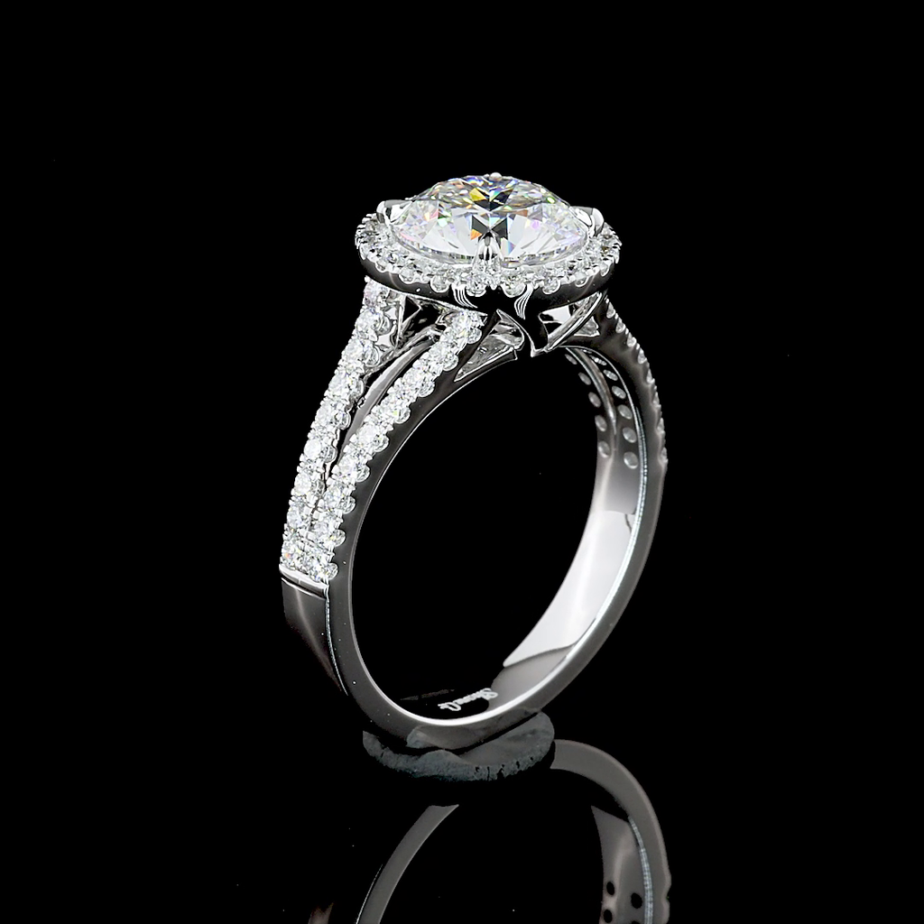 8.07 Cts 14k White Gold Round Shape Split Shank Ring - Image 4