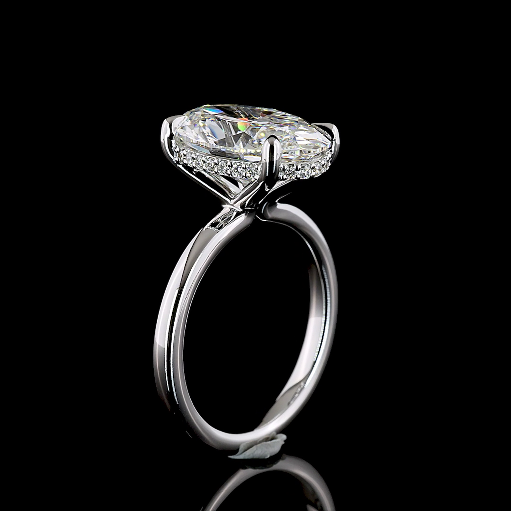 5.8 Cts 14k White Gold Oval Shape Hidden Halo Ring - Image 4