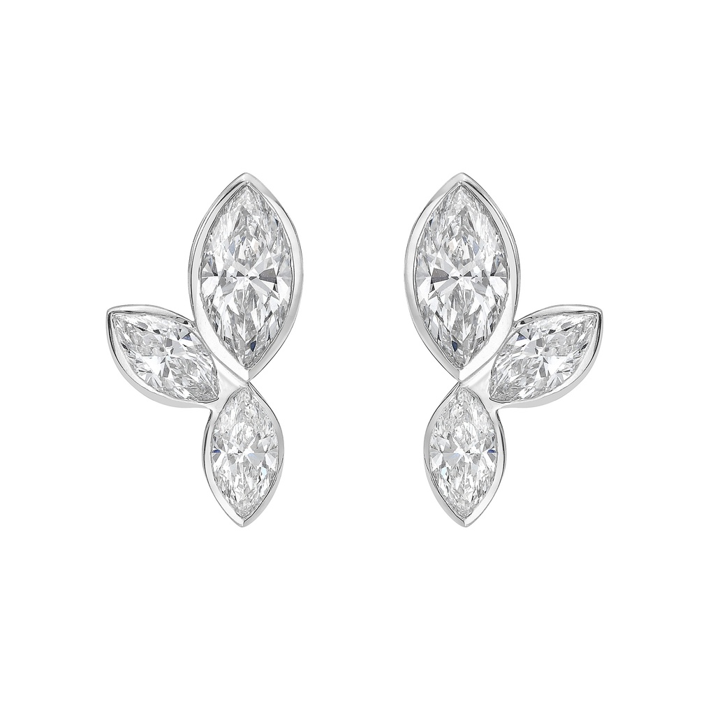 3.1 Cts 14k White Gold Marquise Shape Studs Earring - Image 2