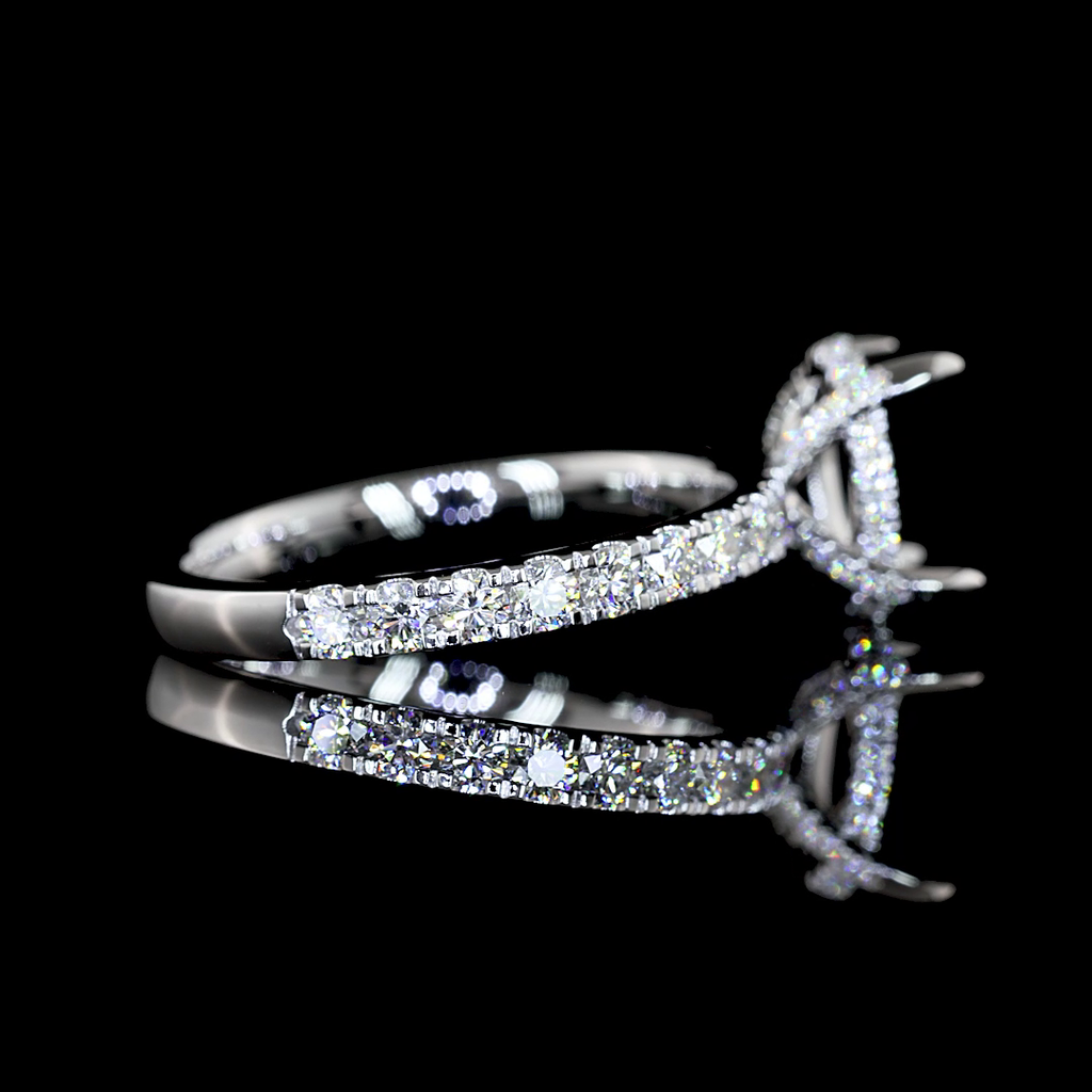 2.78 Cts 14k White Gold Oval Shape Hidden Halo Ring - Image 3
