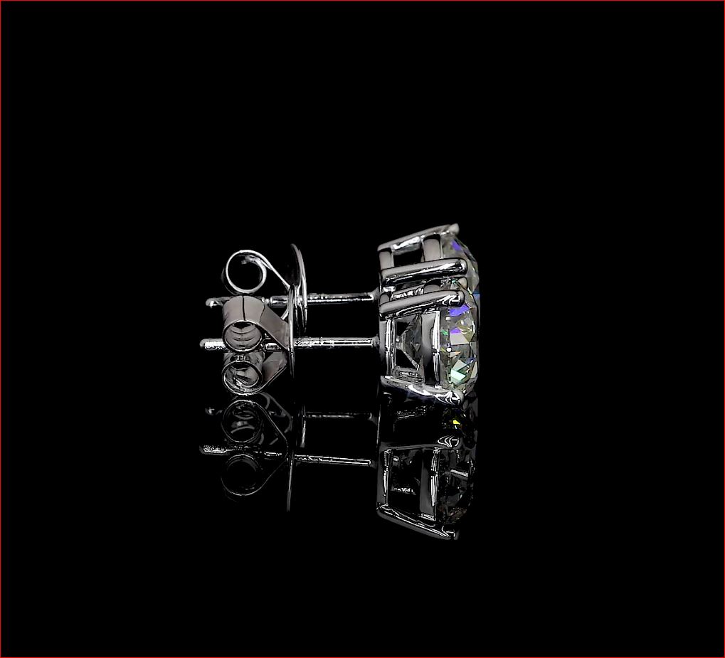 4.12 Cts 14k White Gold Old European Brilliant Shape Studs Earring - Image 4