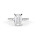3.87 Cts 14k White Gold Emerald Shape Hidden Halo Ring - Video