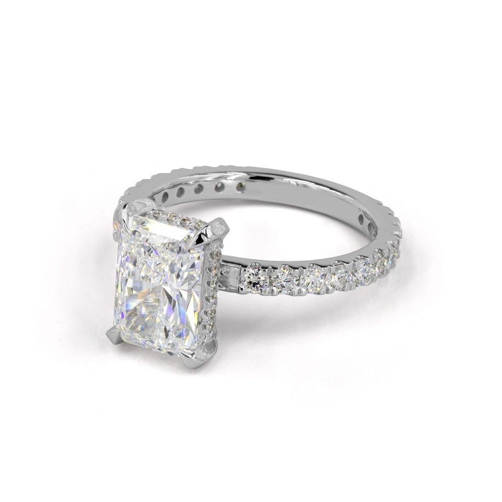 11.46 Cts 14k White Gold Radiant Shape Hidden Halo Ring - Image 2