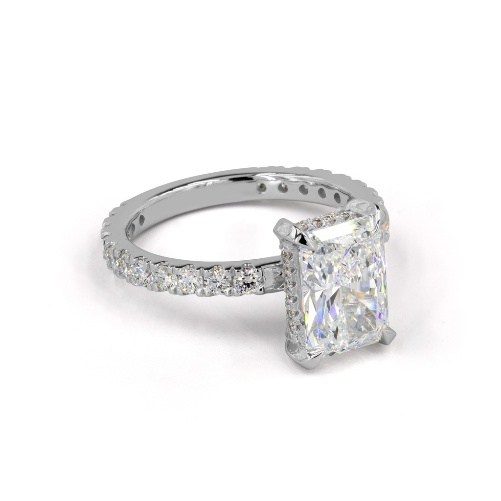 11.46 Cts 14k White Gold Radiant Shape Hidden Halo Ring - Image 3
