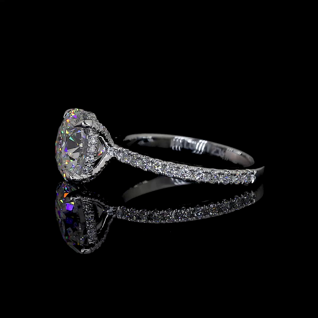 8.17 Cts 14k White Gold Round Shape Hidden Halo Ring - Image 3