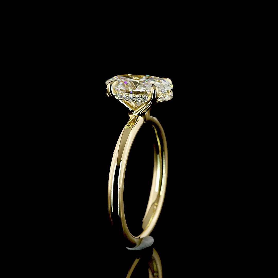 1.7 Cts 14k Yellow Gold Oval Shape Hidden Halo Ring - Image 4