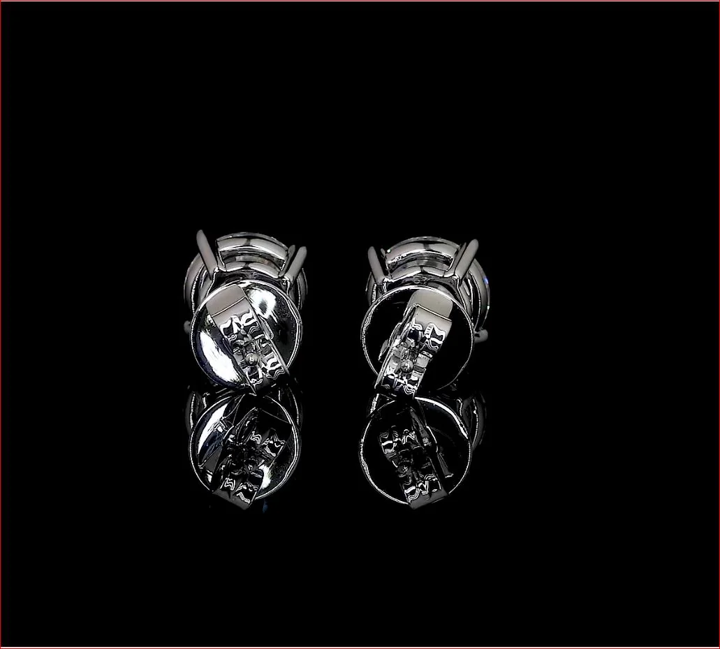 5.05 Cts 14k White Gold Old European Brilliant Shape Studs Earring - Image 3
