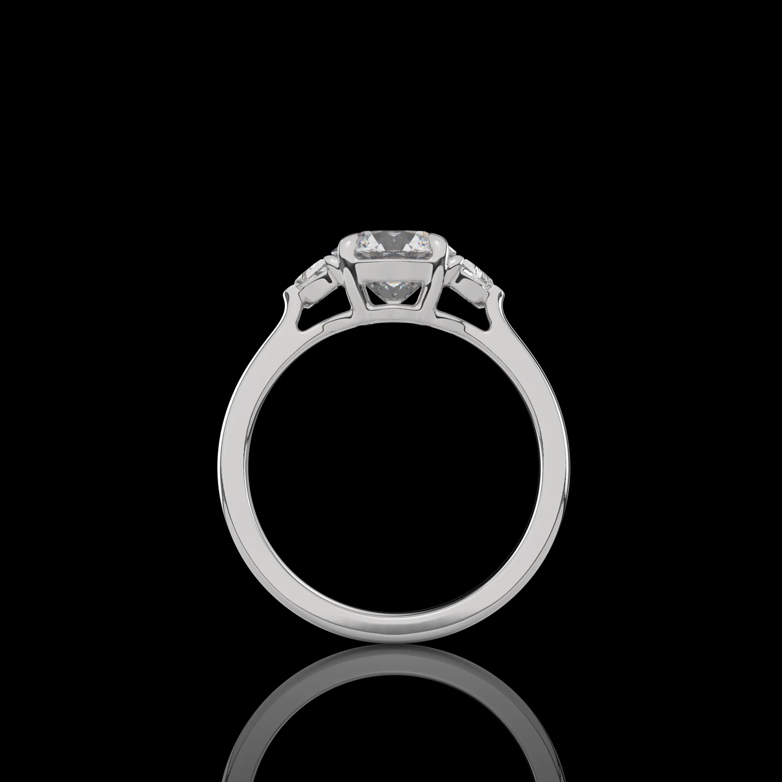3.75 Cts Platinum Round Shape 3 Stones Ring - Image 4