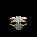2.1 Cts 14k Yellow Gold Radiant Shape 3 Stones Ring - Video
