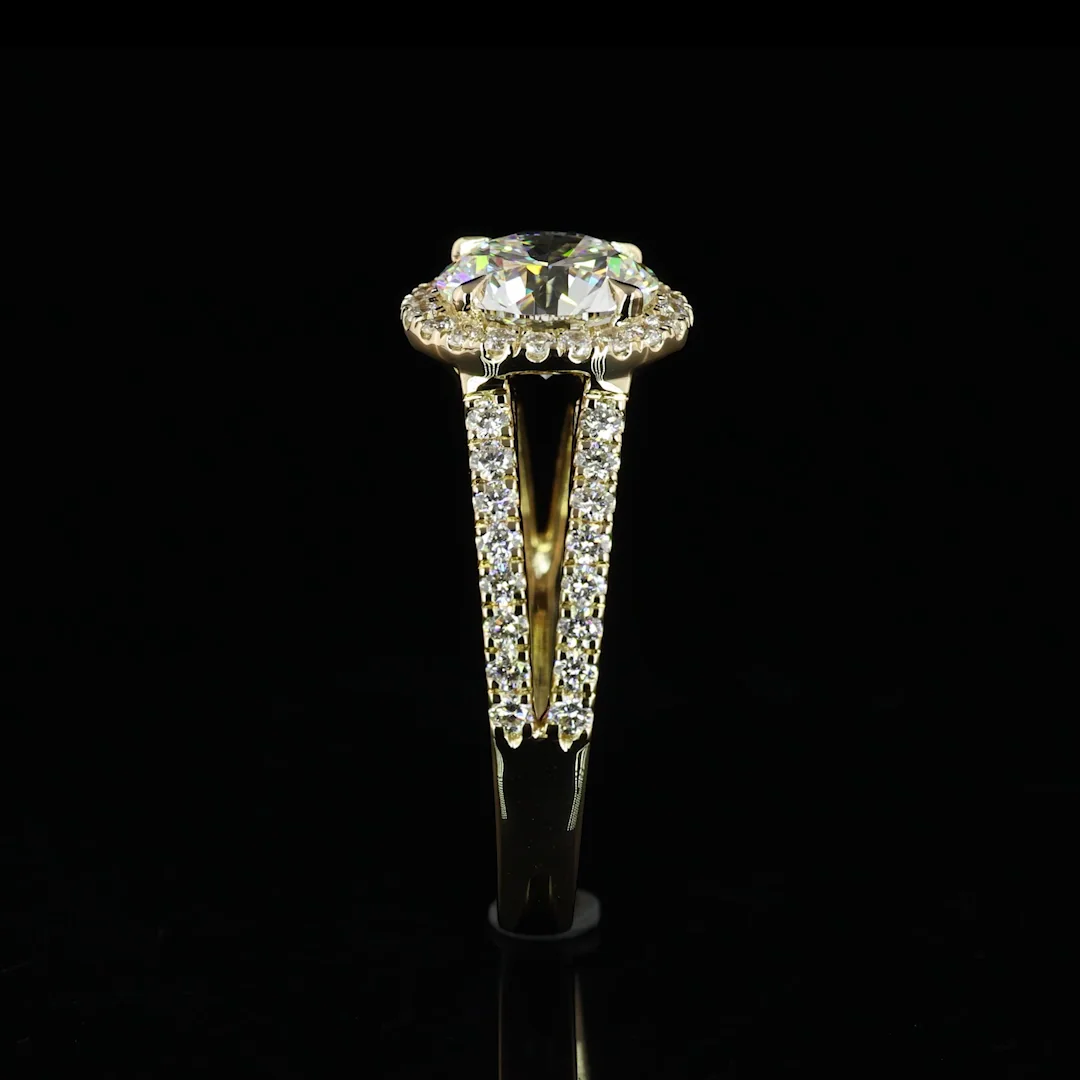 1.39 Cts 14k Yellow Gold Round Shape Split Shank Ring - Image 3