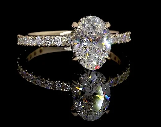 2.85 Cts 14k Yellow Gold Oval Shape Hidden Halo Ring - Video