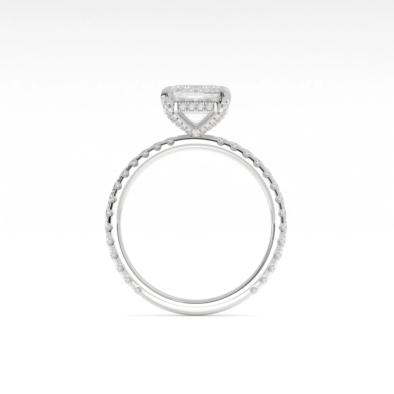 3.94 Cts 14k White Gold Emerald Shape Hidden Halo Ring - Image 2