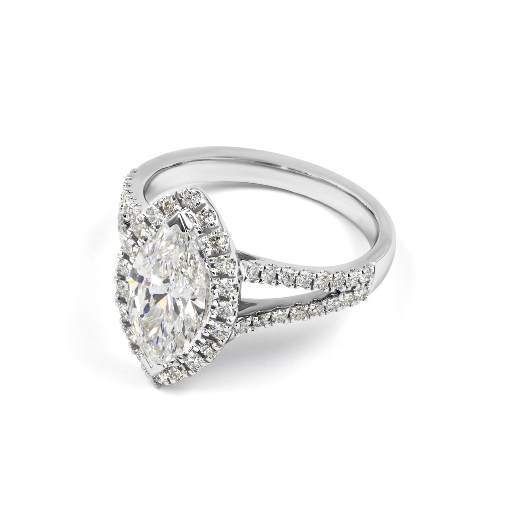 1.41 Cts 14k White Gold Marquise Shape Split Shank Ring - Image 2