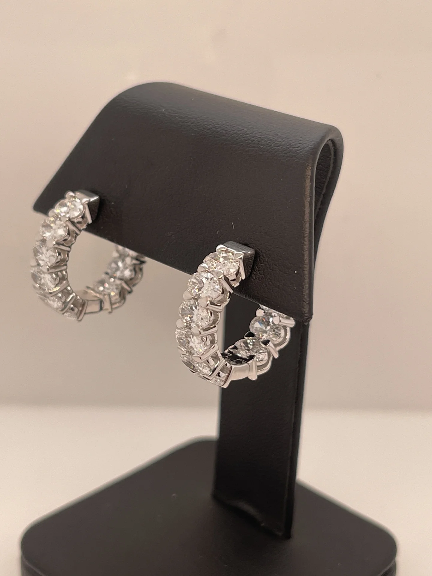 2.25 Cts 14k White Gold Oval Shape Huggies Earring - Image 2