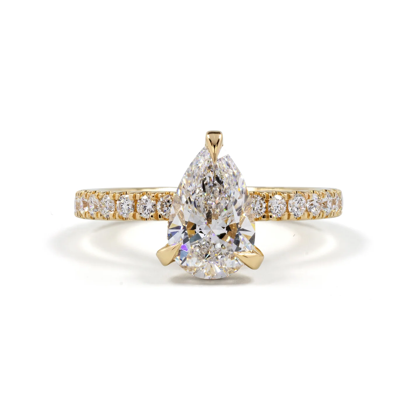 3.95 Cts 14k Yellow Gold Pear Shape Hidden Halo Ring - Video