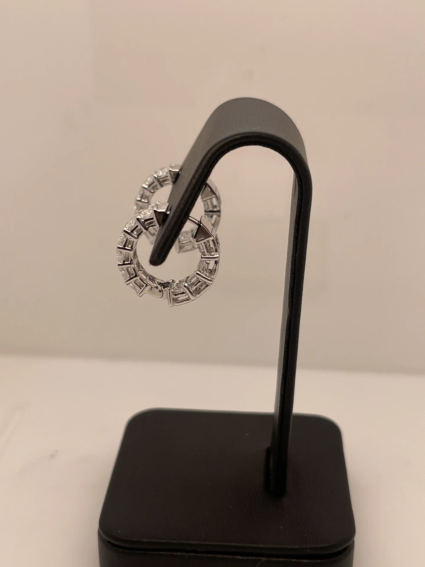 4.29 Cts 14k White Gold Radiant Shape Huggies Earring - Image 2