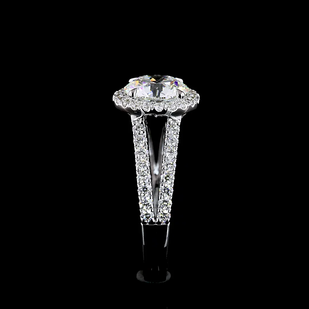 1.4 Cts 14k White Gold Round Shape Split Shank Ring - Image 3