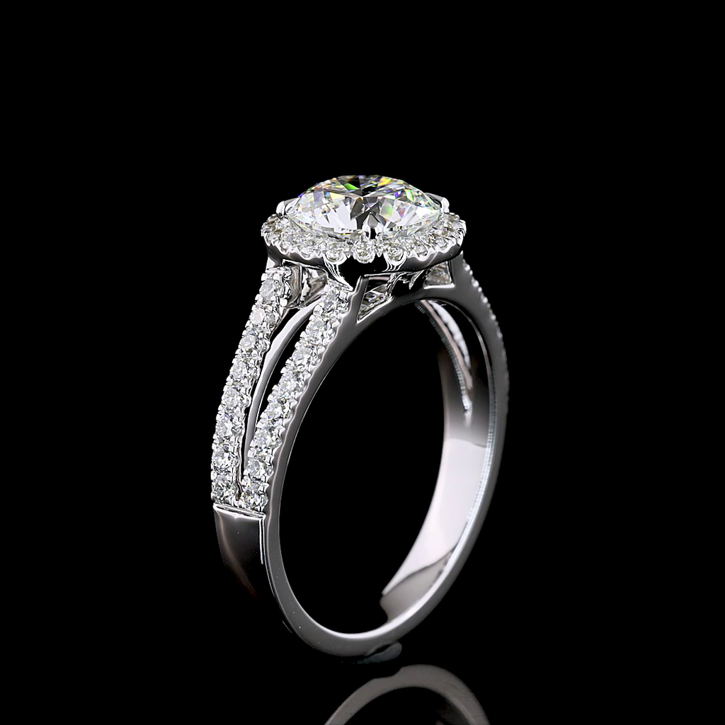 1.4 Cts 14k White Gold Round Shape Split Shank Ring - Image 4
