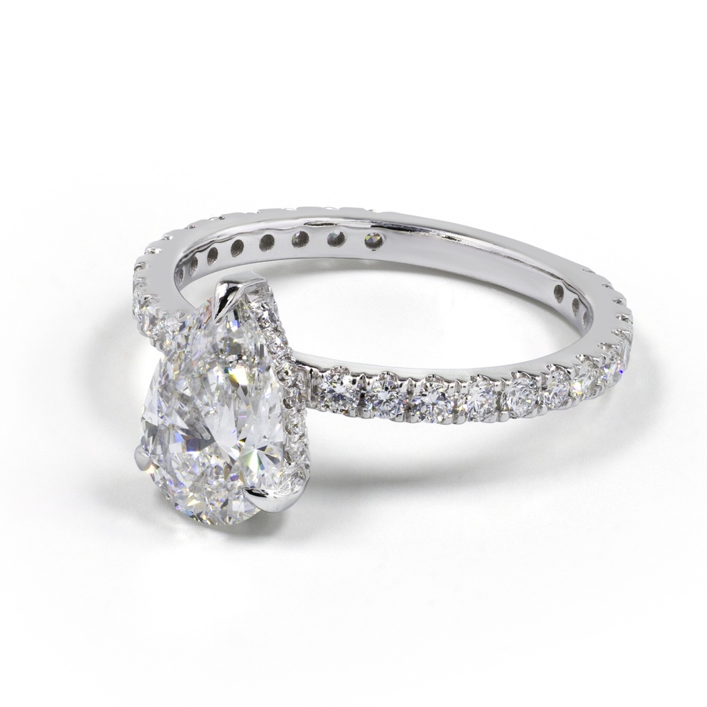 2.24 Cts 14k White Gold Pear Shape Hidden Halo Ring - Image 2