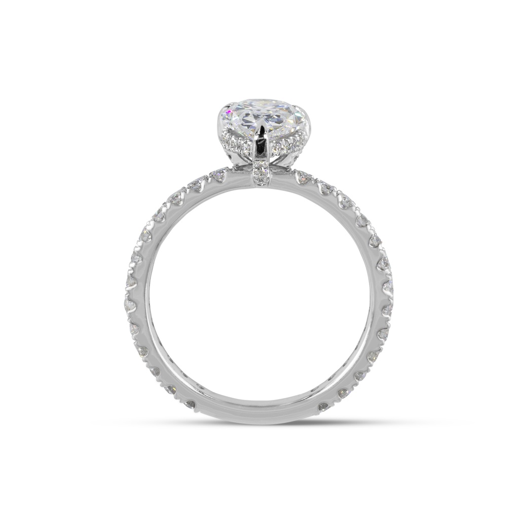 2.24 Cts 14k White Gold Pear Shape Hidden Halo Ring - Image 3