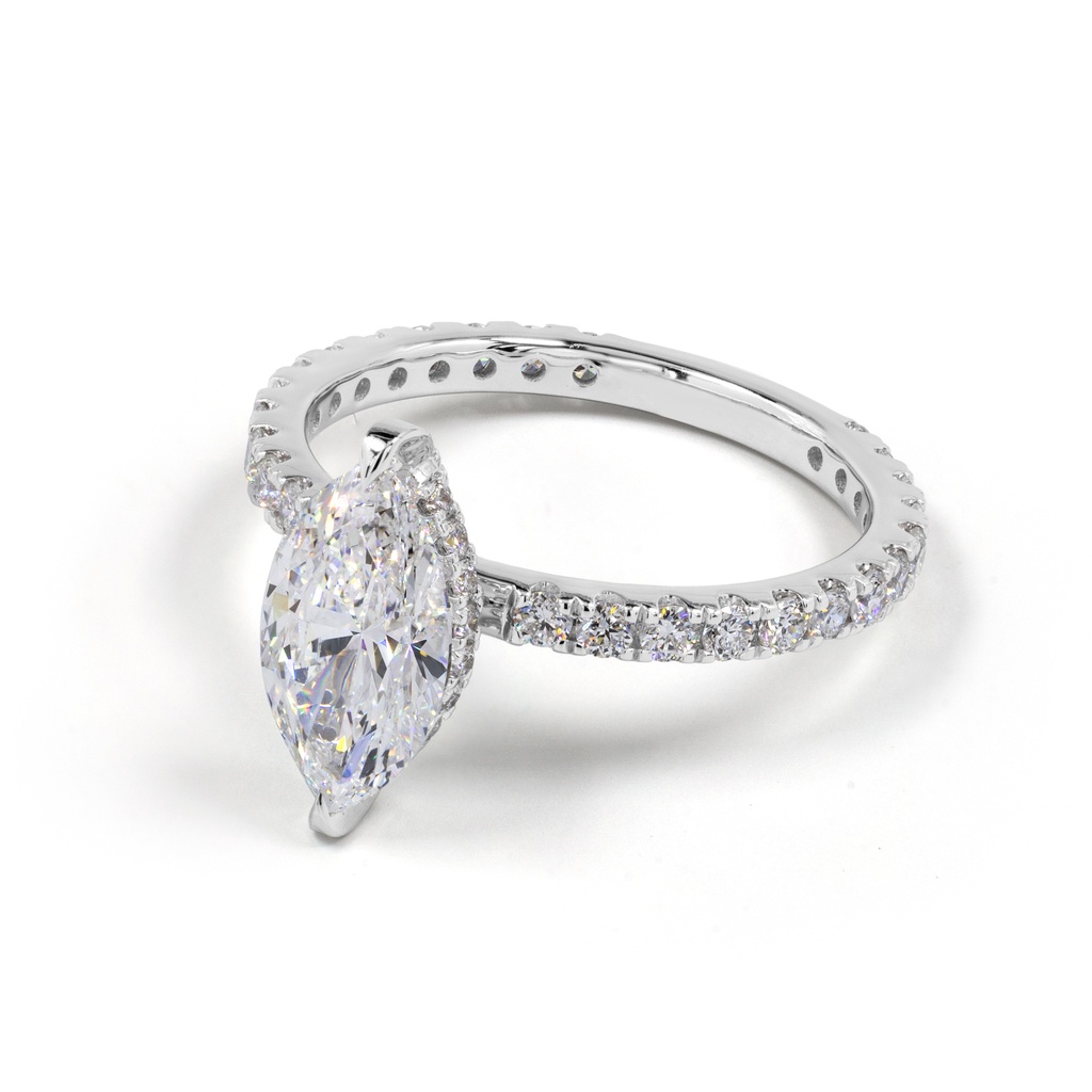 4.04 Cts 14k White Gold Marquise Shape Hidden Halo Ring - Image 2