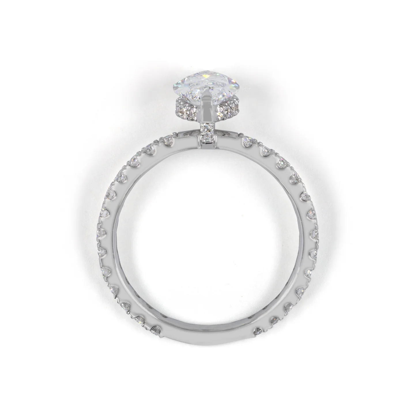 4.04 Cts 14k White Gold Marquise Shape Hidden Halo Ring - Image 3