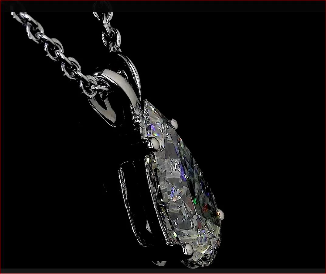 2.35 Cts 14k White Gold Pear Shape Pendant Pendant - Image 4