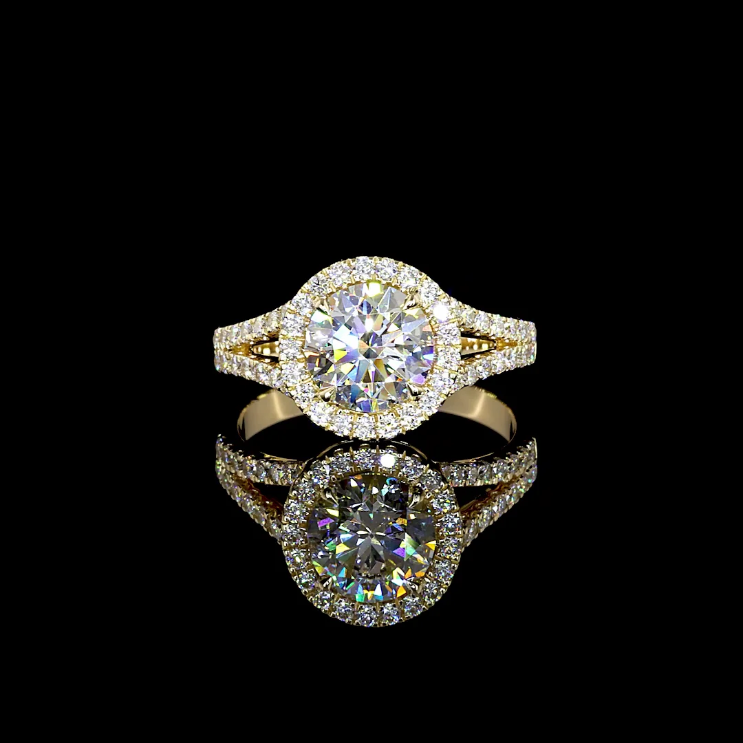 4.96 Cts 14k Yellow Gold Round Shape Split Shank Ring - Video