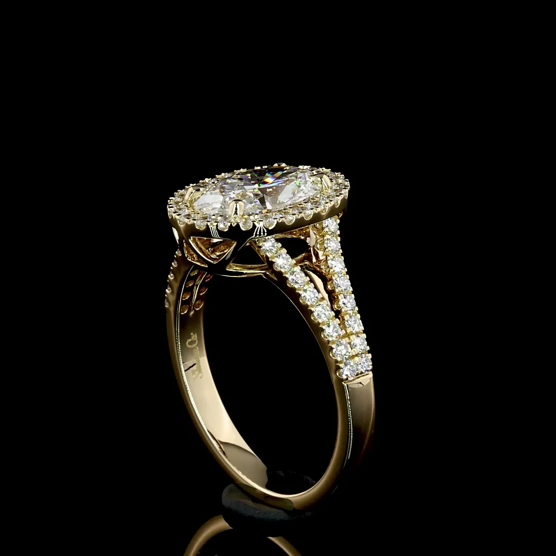 2.59 Cts 14k Yellow Gold Oval Shape Split Shank Ring - Image 2