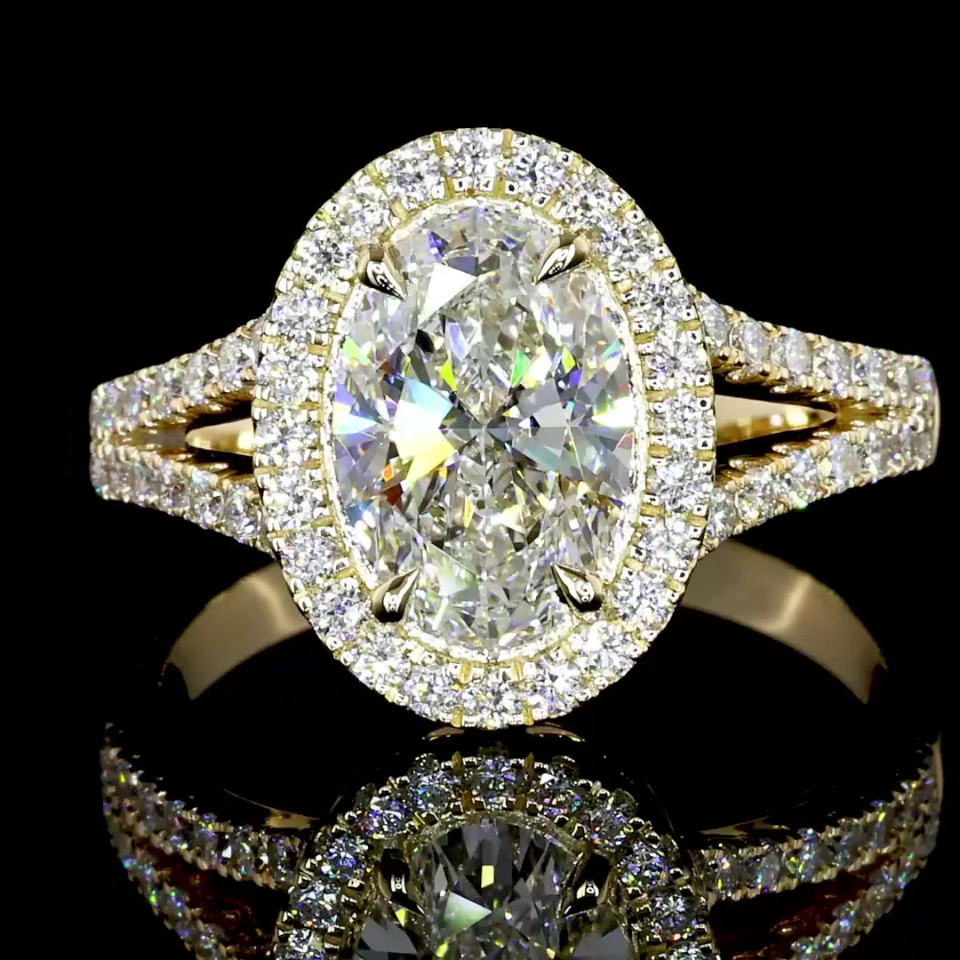 2.59 Cts 14k Yellow Gold Oval Shape Split Shank Ring - Image 3