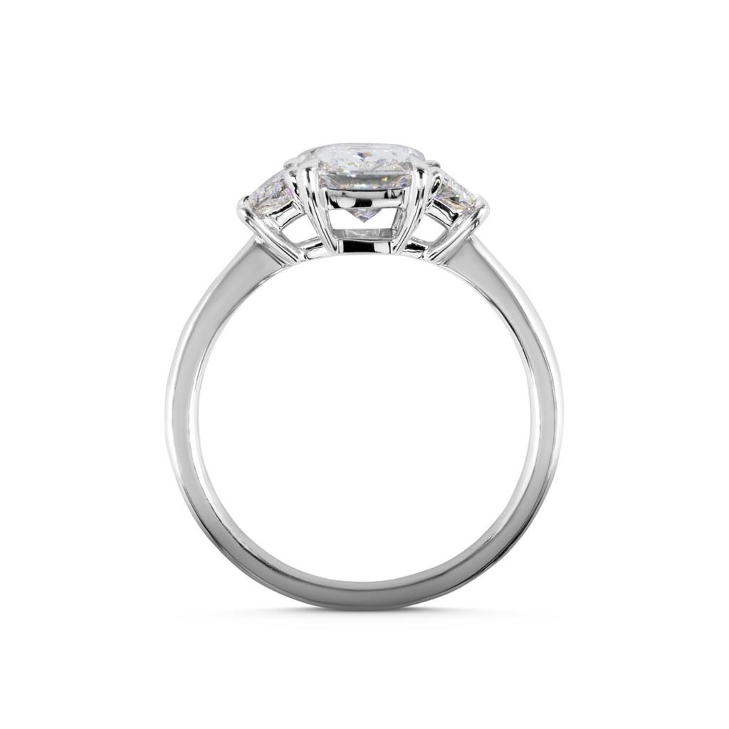 2.55 Cts Platinum Radiant Shape 3 Stones Ring - Image 2