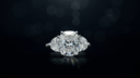 4.79 Cts 14k White Gold Cushion Modified Shape 3 Stones Ring - Image 3