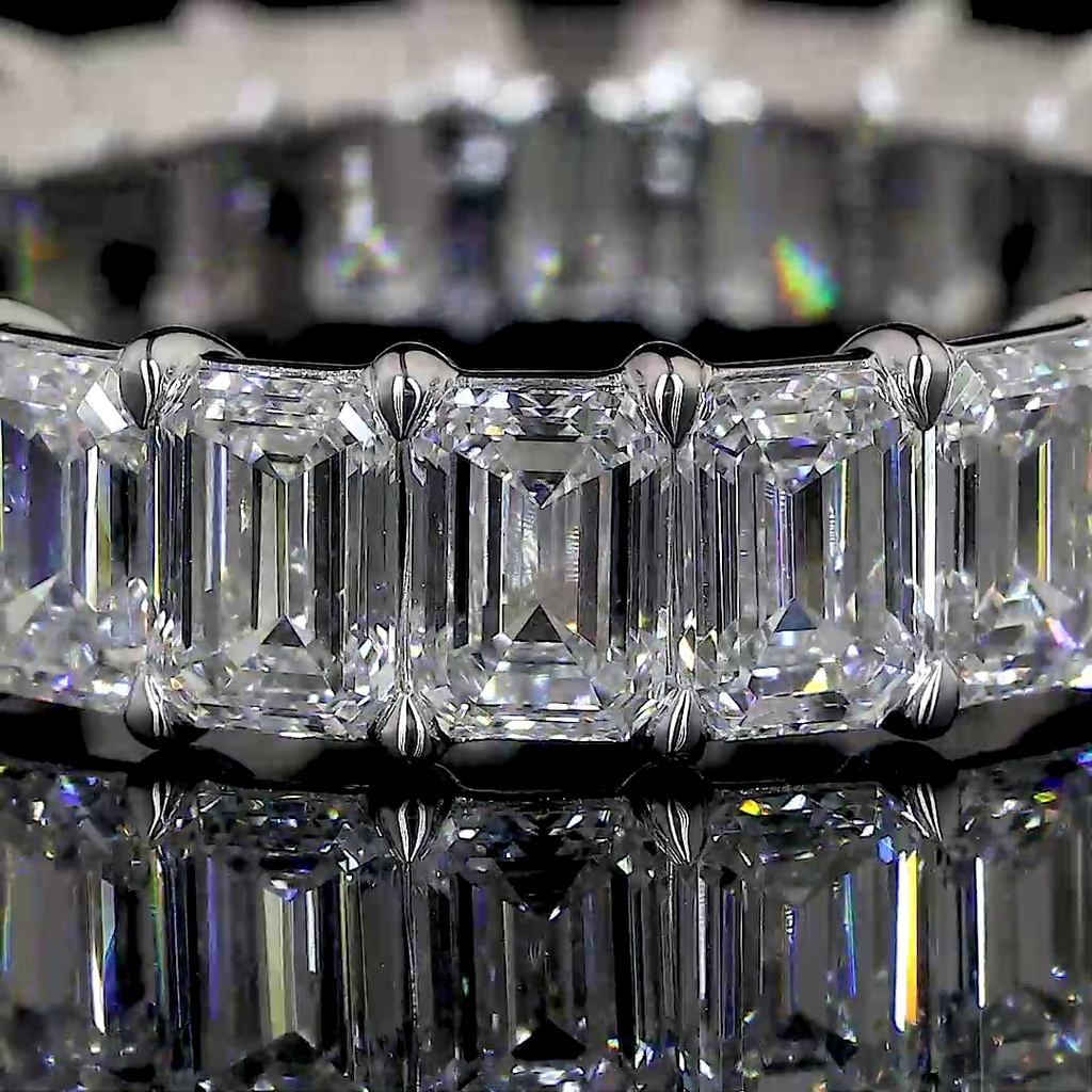 9.17 Cts Platinum Emerald Shape Eternity Band Eternity Band - Image 2
