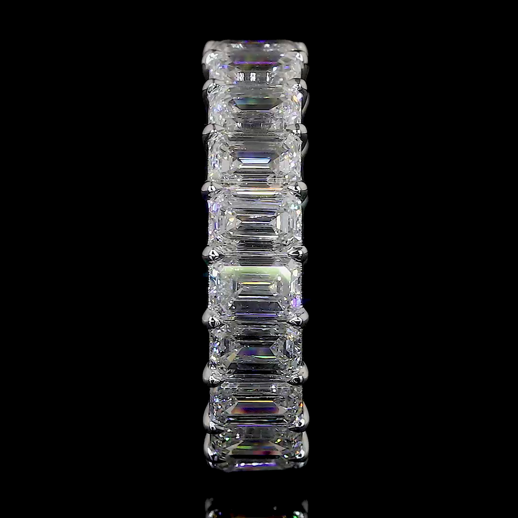 9.17 Cts Platinum Emerald Shape Eternity Band Eternity Band - Image 3