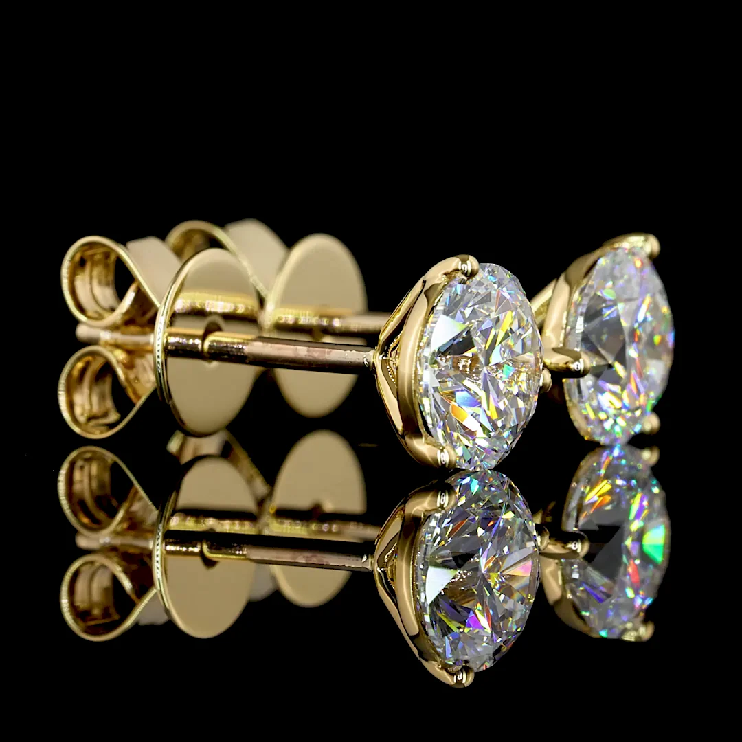 0.78 Cts 18k Yellow Gold Round Shape Martini Earring - Image 3