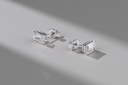 2.09 Cts 18k White Gold Emerald Shape Studs Earring - Image 3