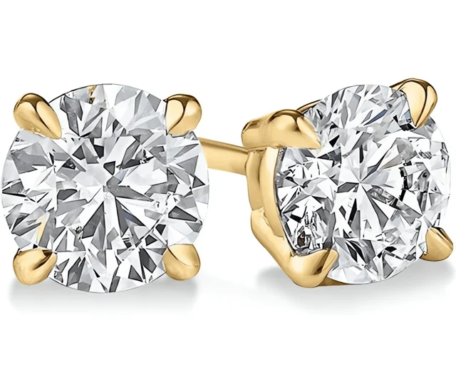 1.55 Cts 18k Yellow Gold Round Shape Studs Earring - Image 2