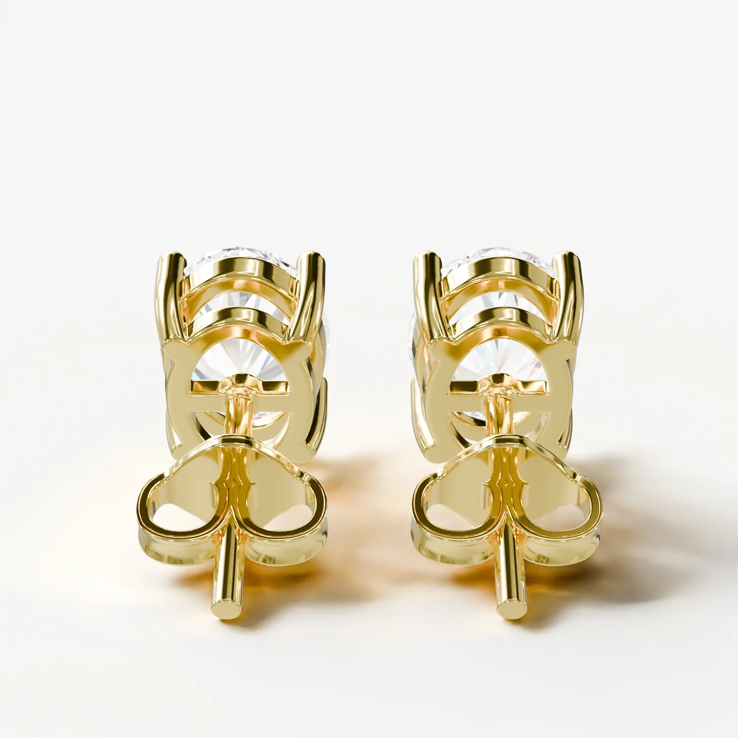 1.01 Cts 18k Yellow Gold Oval Shape Studs Earring - Image 4