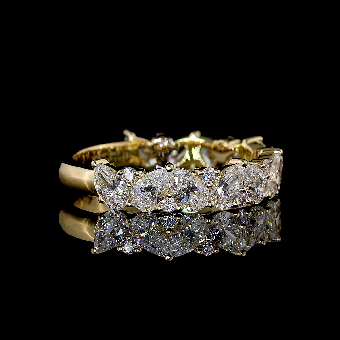 1.94 Cts 14k Yellow Gold Mix Shape 3/4 Band Eternity Band - Image 3