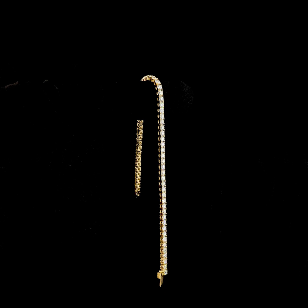 3.98 Cts 14k Yellow Gold Round Shape Tennis Bracelet - Image 3