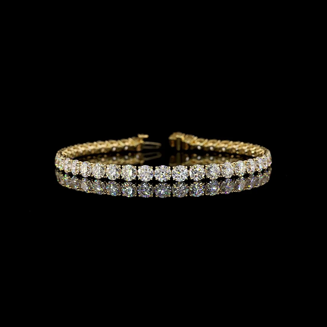 12.35 Cts 14k Yellow Gold Round Shape Tennis Bracelet - Video
