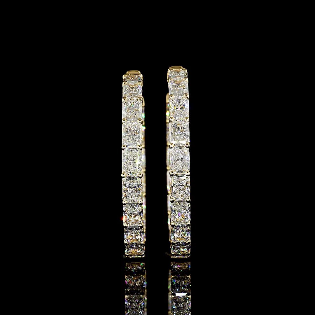 8.29 Cts 18k Yellow Gold Radiant Shape Hoops Earring - Video