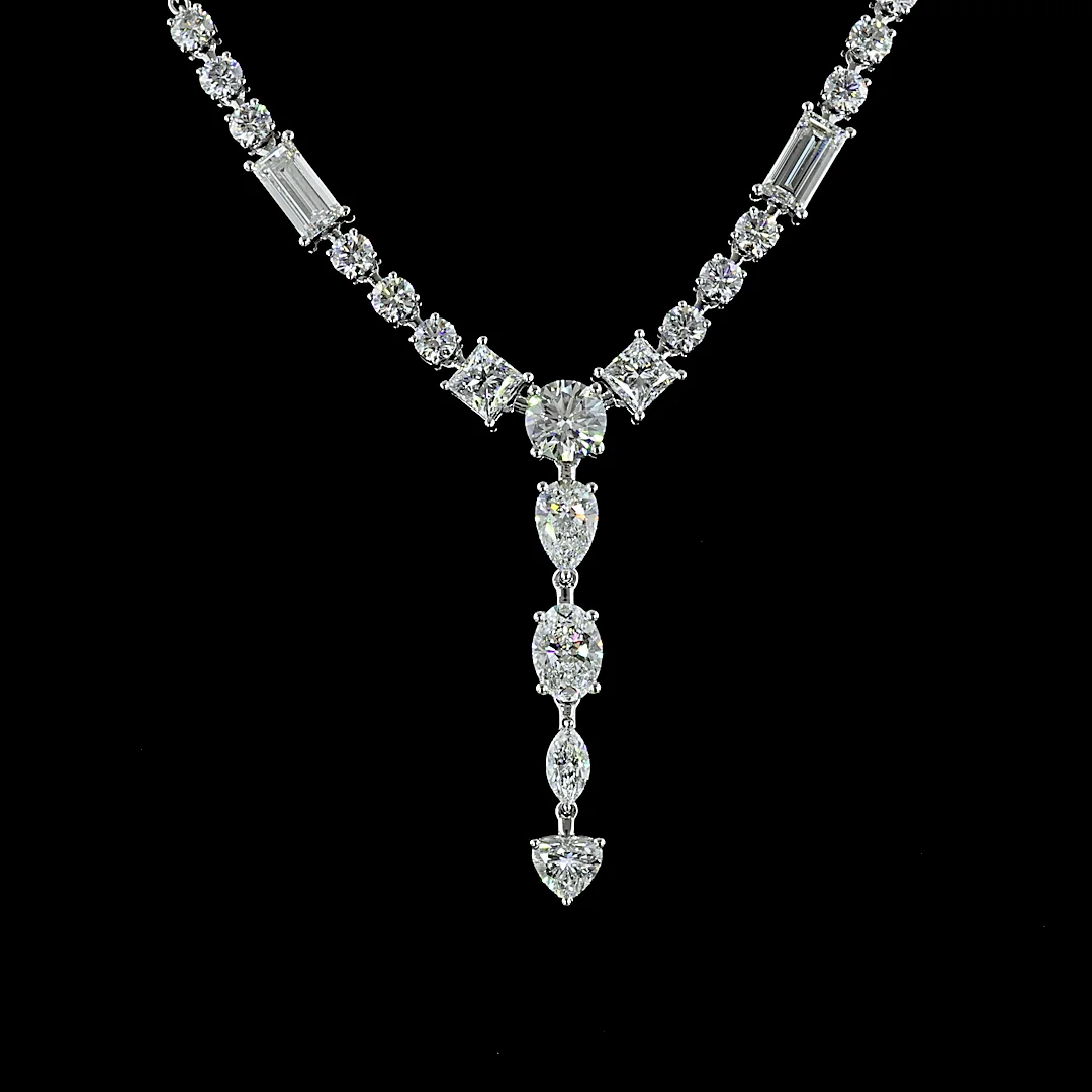 8.87 Cts 14k White Gold Mix Shape Special Necklace - Image 3