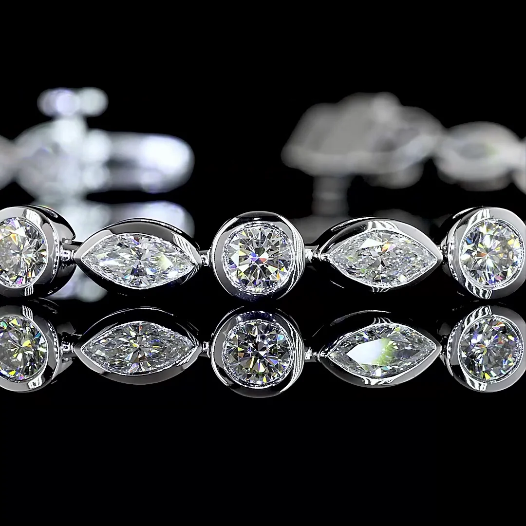 4.13 Cts 14k White Gold Mix Shape Tennis Bracelet - Image 2