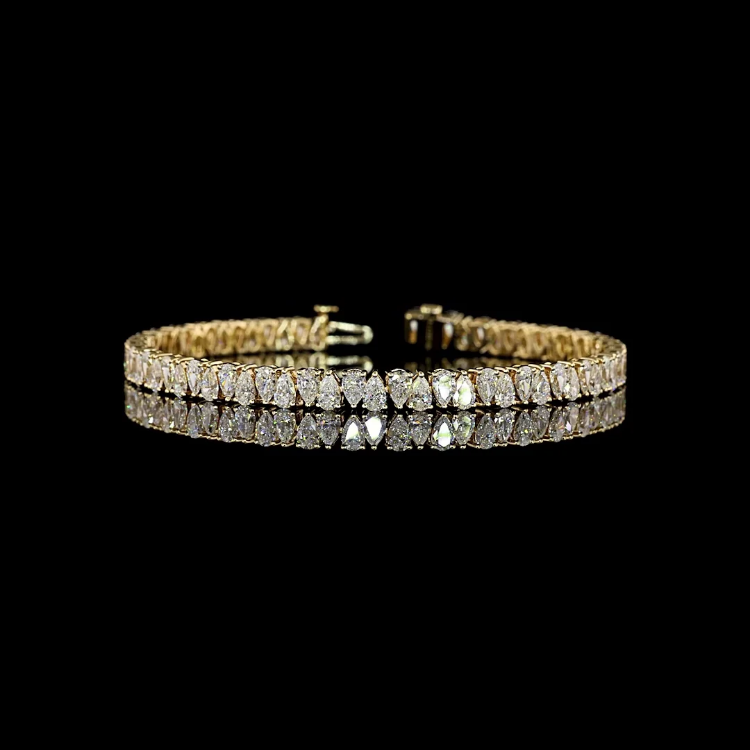 7.84 Cts 14k Yellow Gold Pear Shape Tennis Bracelet - Video