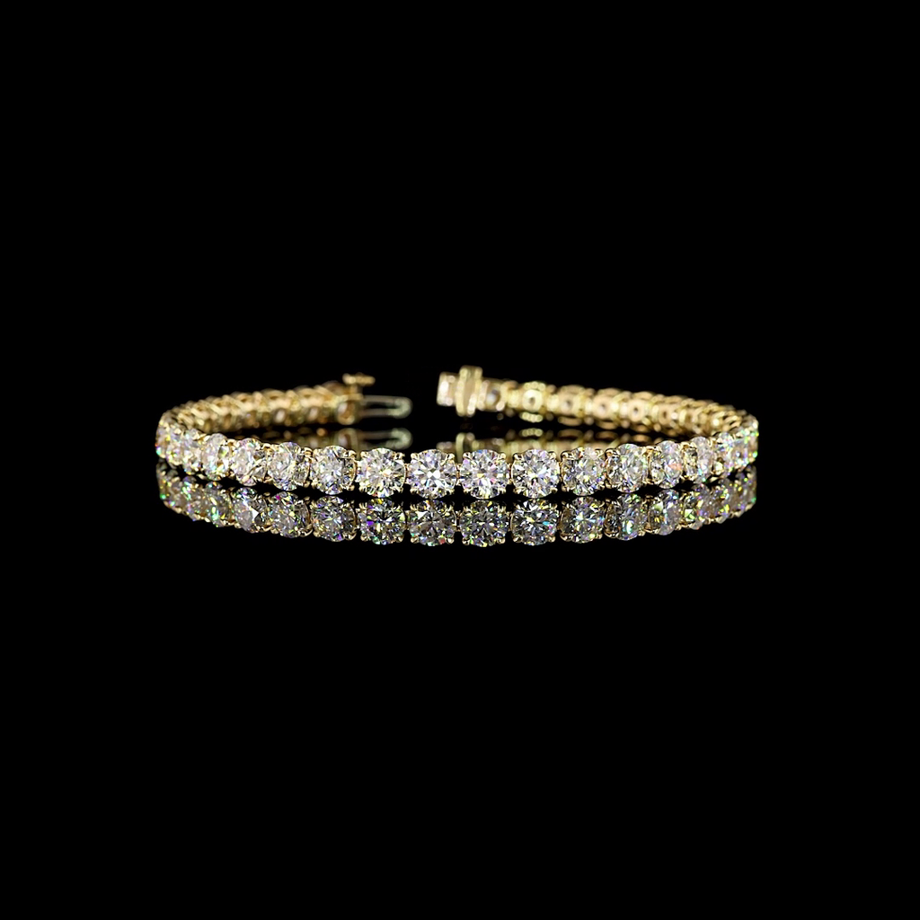 14.83 Cts 14k Yellow Gold Round Shape Tennis Bracelet - Video